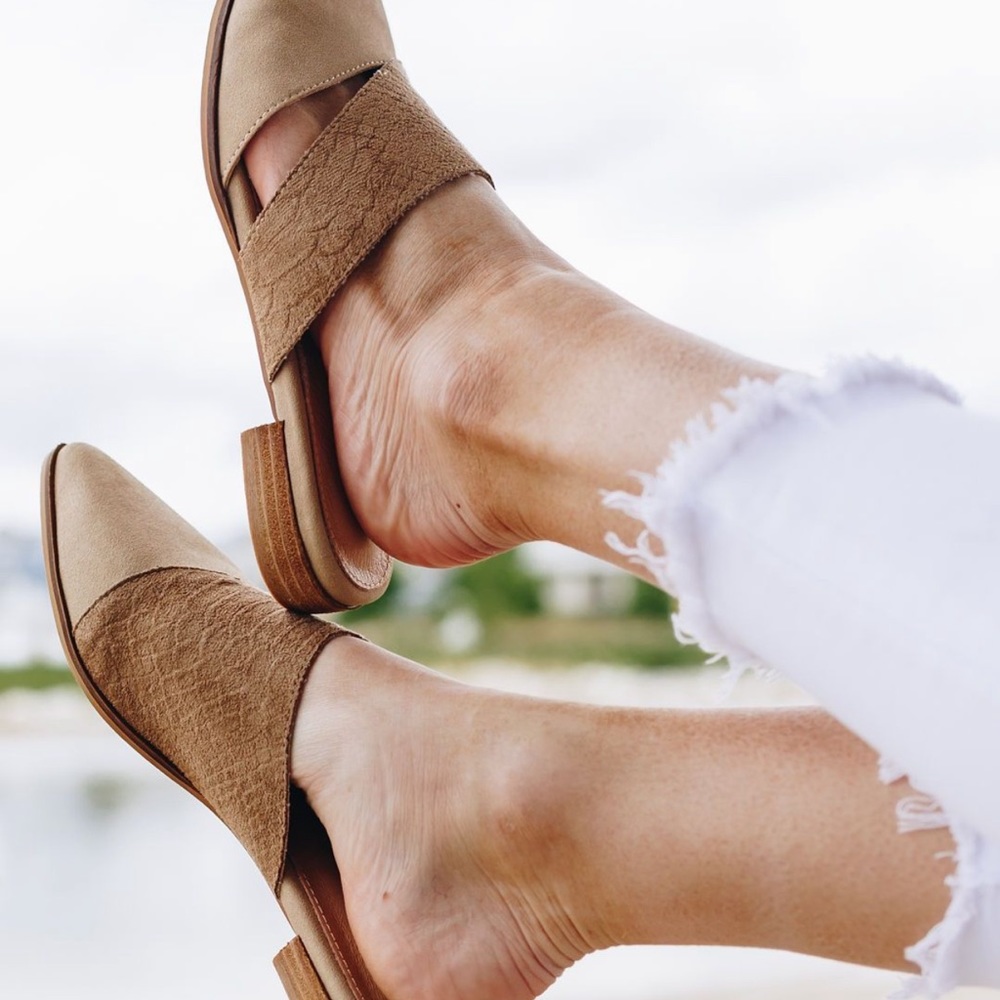 Two-Toned Suede Reptile Print Slides